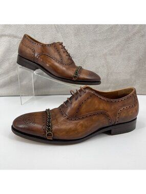 Taft The Grail Brass Chain Toe Brogue Lace Up Oxfords Dress Shoes